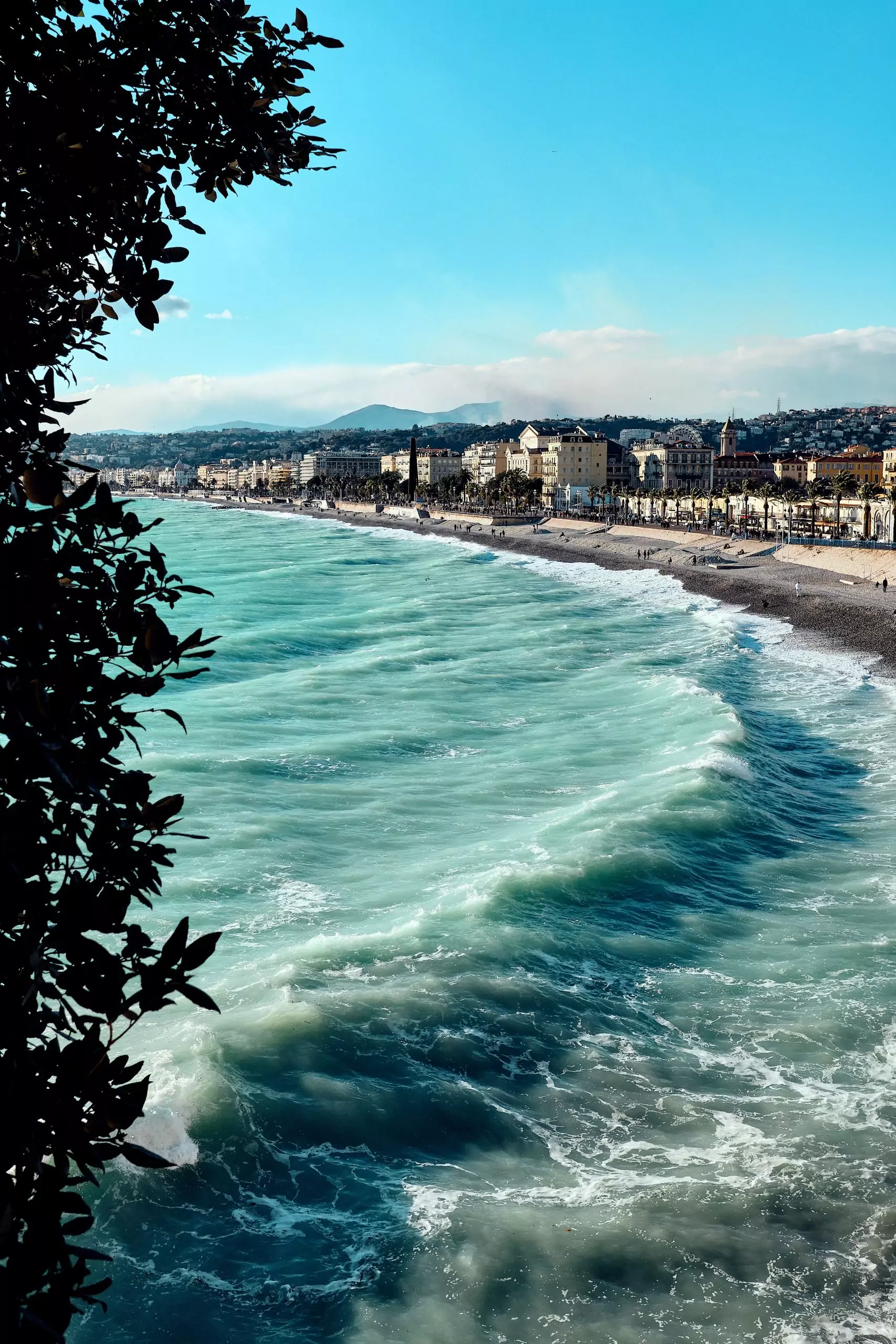 An amazing shot of the coastline near the Promenade des Anglais in Nice, France