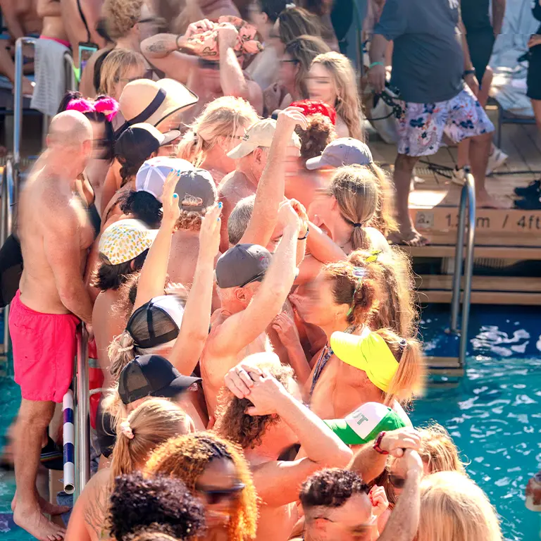 Bliss Cruise promotional pool activity showing its social vacation atmosphere