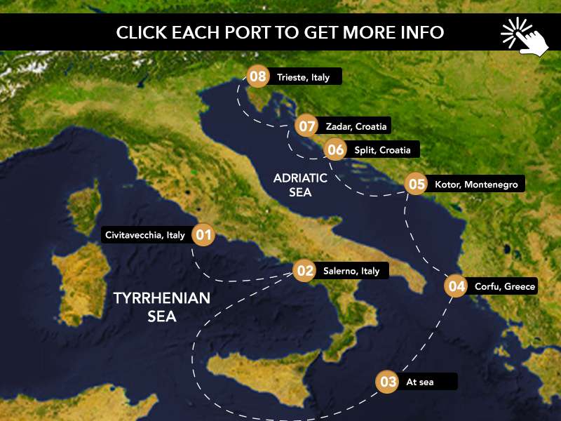 Desire Rome to Trieste Cruise 2028 | September 9–16