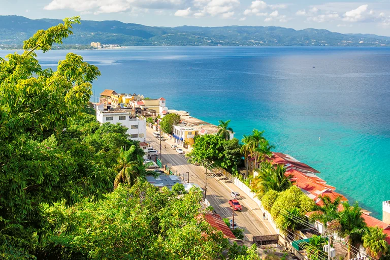 The coastline and turquoise water at Montego Bay, Jamaica